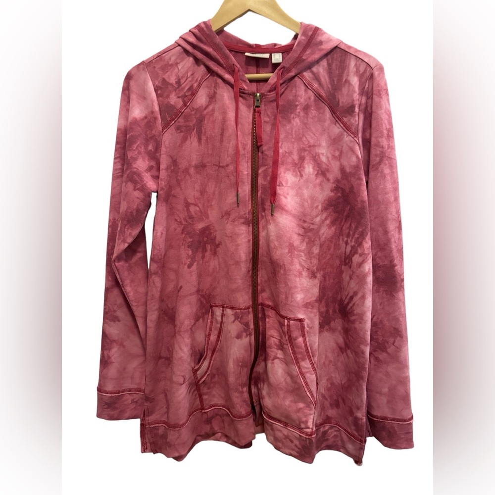 LOGO Lounge by Lori Goldstein Tie-Dye Full Zip Hoodie Light Weight Size Small